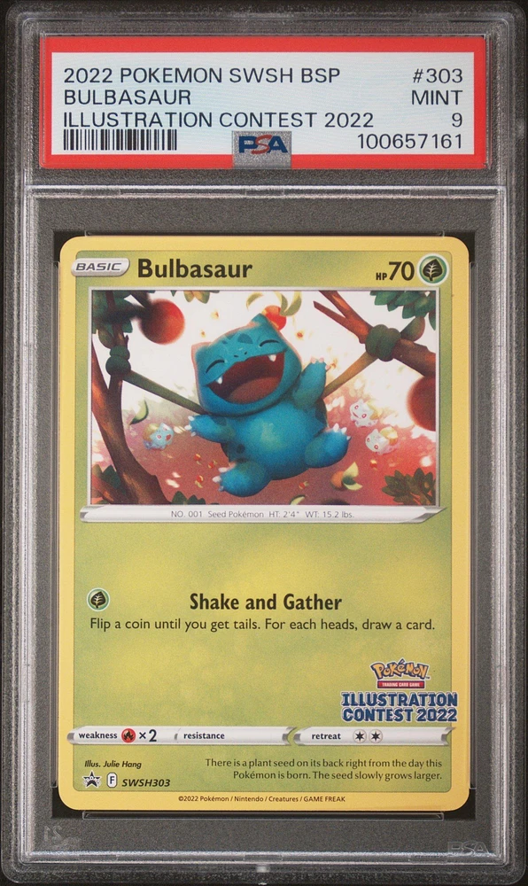 2022 Pokemon Swsh Black Star Promo 303 Bulbasaur Illustration Contest 2022 PSA
