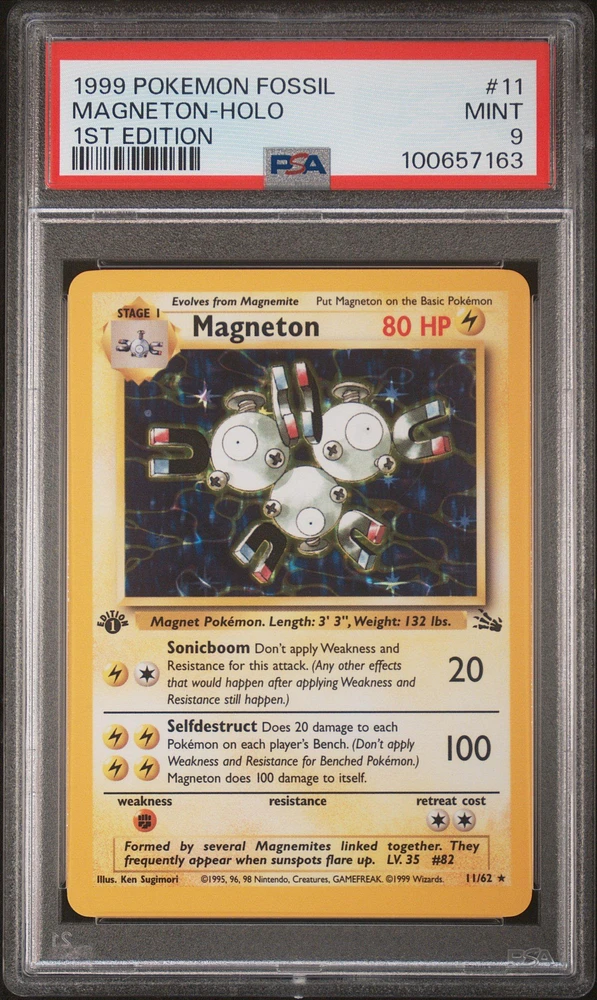 1999 Pokemon Fossil 11 Magneton-holo 1st Edition PSA