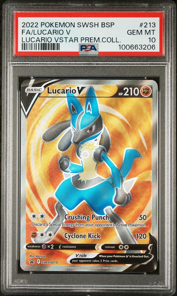 2022 Pokemon Swsh Black Star Promo 213 Full Art/lucario V Lucario Vstar Premium Collection PSA