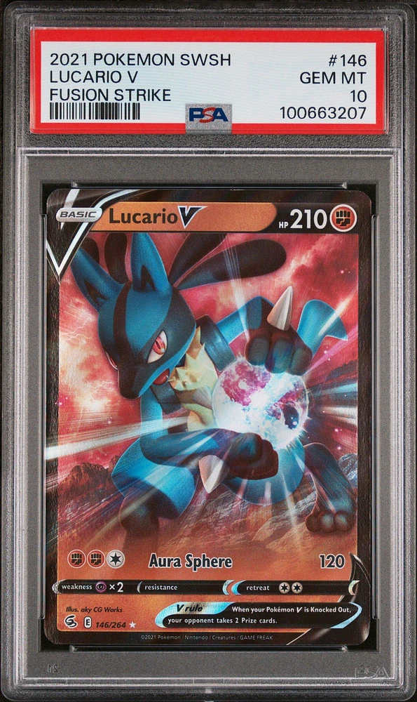 2021 Pokemon Sword & Shield Fusion Strike 146 Lucario V PSA