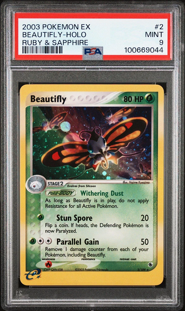 2003 Pokemon Ex Ruby & Sapphire 2 Beautifly-holo PSA 9