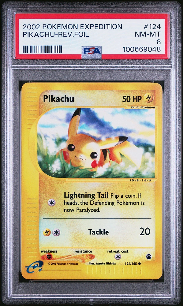 2002 Pokemon Expedition 124 Pikachu-reverse Foil PSA 8