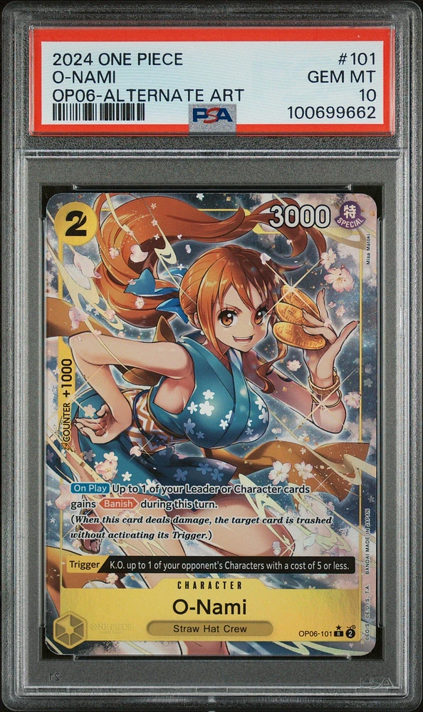 2024 One Piece Op06-wings Of The Captain 101 O-nami Alternate Art PSA