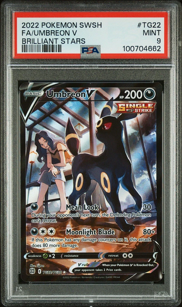 2022 Pokemon Sword & Shield Brilliant Stars Tg22 Full Art/umbreon V PSA