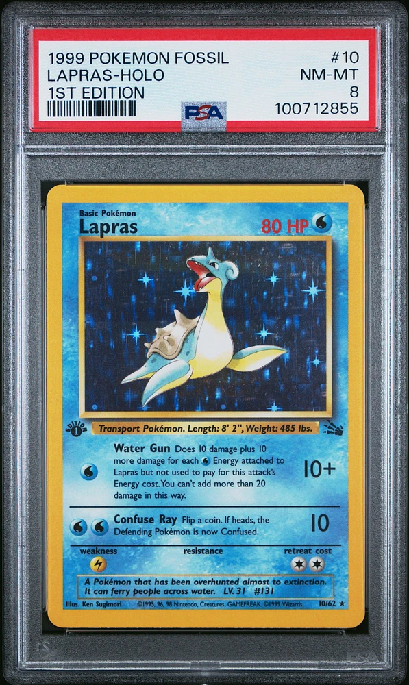 1999 Pokemon Fossil 10 Lapras-holo 1st Edition PSA