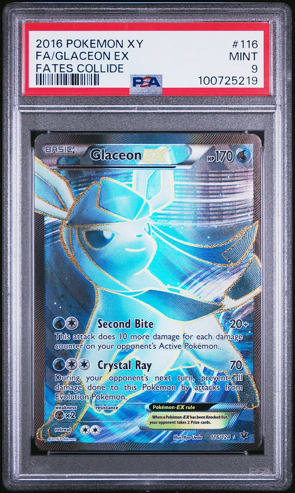 2016 Pokemon Xy Fates Collide 116 Full Art/glaceon Ex PSA