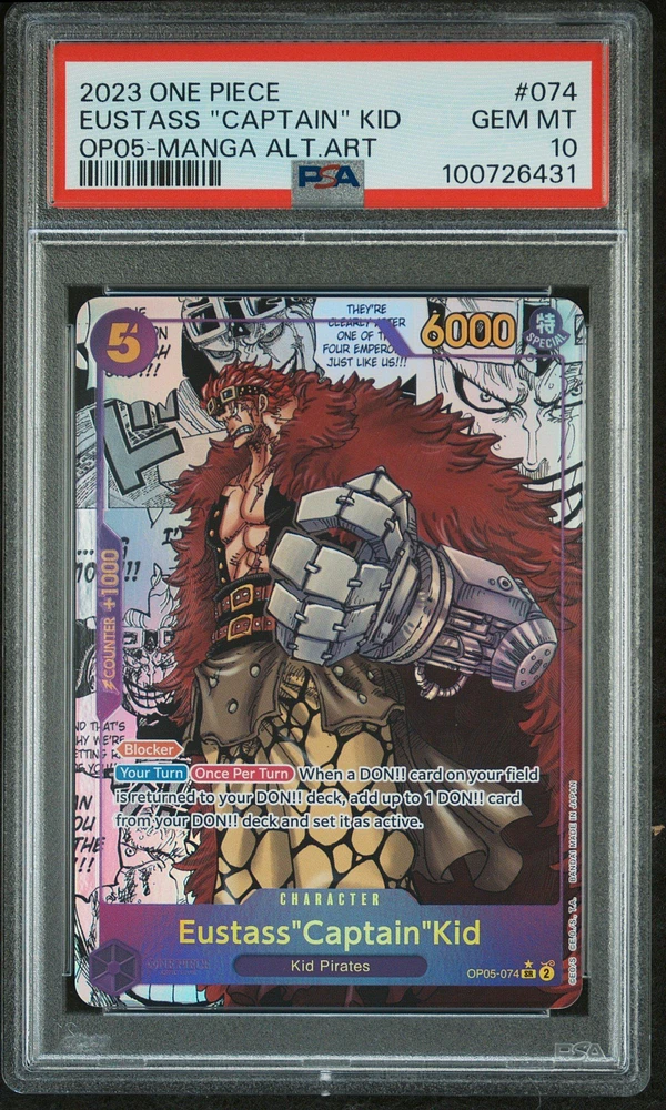 2023 One Piece Awakening Of The New Era 074 Eustass "captain" Kid Manga Alternate Art PSA 10
