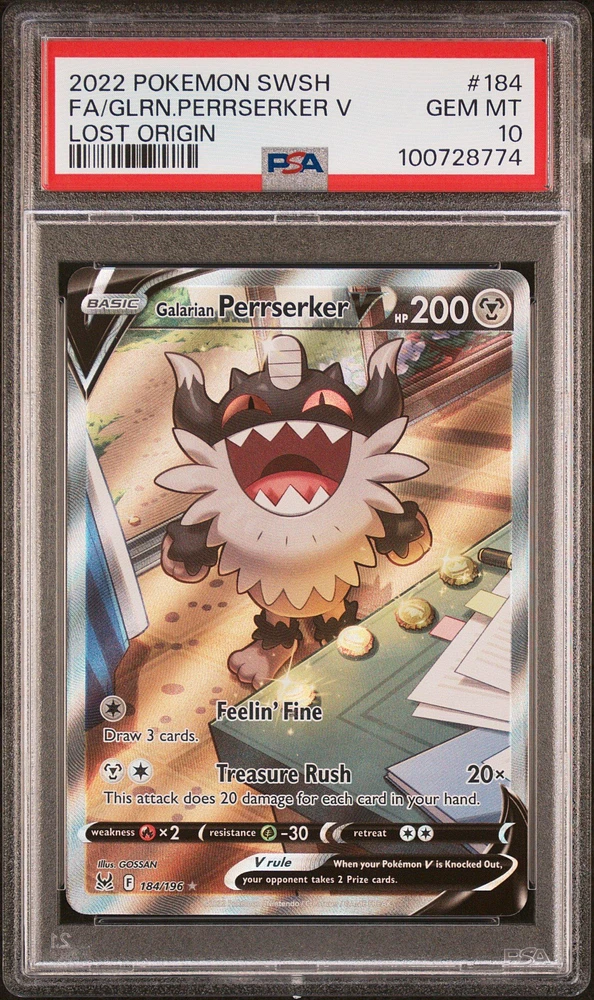 2022 Pokemon Sword & Shield Lost Origin Full Art/galarian Perrserker V PSA