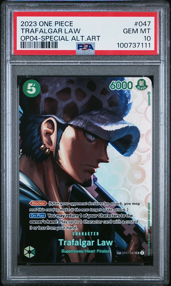 2023 One Piece Op04-kingdoms Of Intrigue 047 Trafalgar Law Special Alternate Art PSA 10