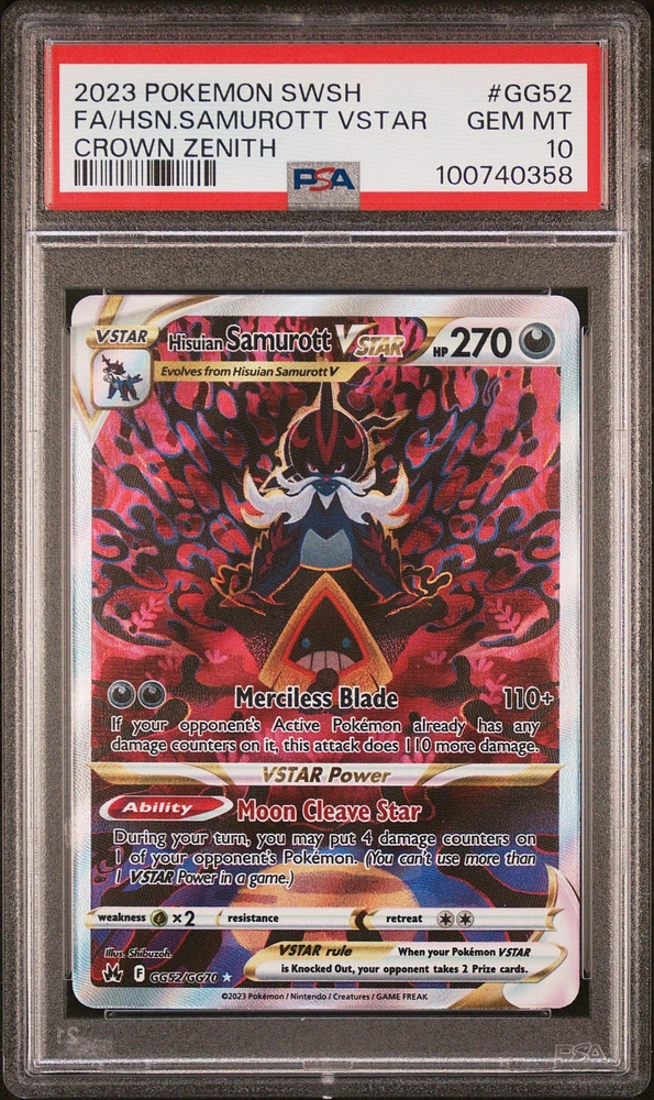 2023 Pokemon Sword And Shield Crown Zenith Gg52 Full Art/hisuian Samurott Vstar PSA
