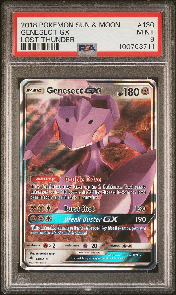2018 Pokemon Sun & Moon Lost Thunder 130 Genesect Gx PSA