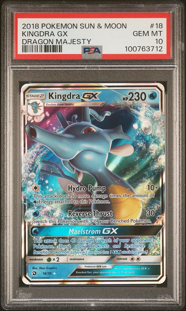 2018 Pokemon Sun & Moon Dragon Majesty 18 Kingdra Gx PSA 10