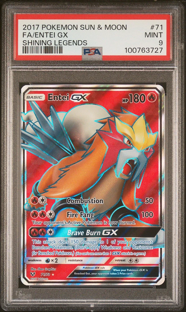 2017 Pokemon Sun & Moon Shining Legends 71 Full Art/entei Gx PSA