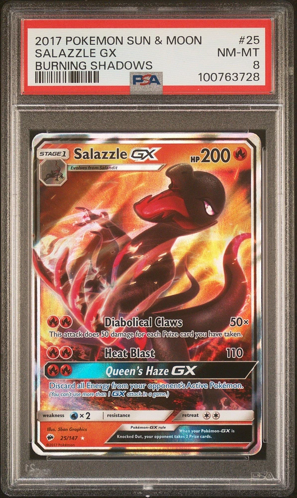 2017 Pokemon Sun & Moon Burning Shadows 25 Salazzle Gx PSA