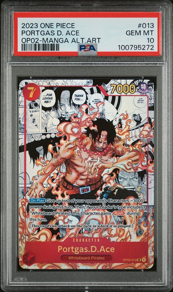 2023 One Piece Paramount War 013 Portgas D. Ace Manga Alternate Art PSA 10