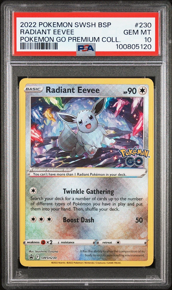 2022 Pokemon Swsh Black Star Promo 230 Radiant Eevee Pokemon Go Premium Collection Radiant Eevee PSA