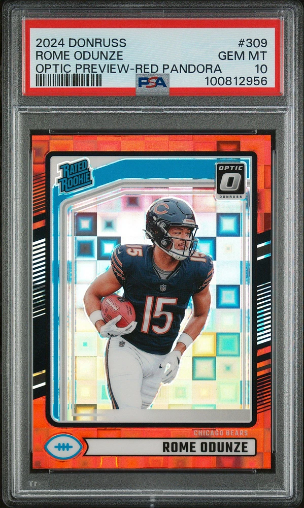 2024 Panini Donruss 309 Rome Odunze Optic Preview-red Pandora PSA 10