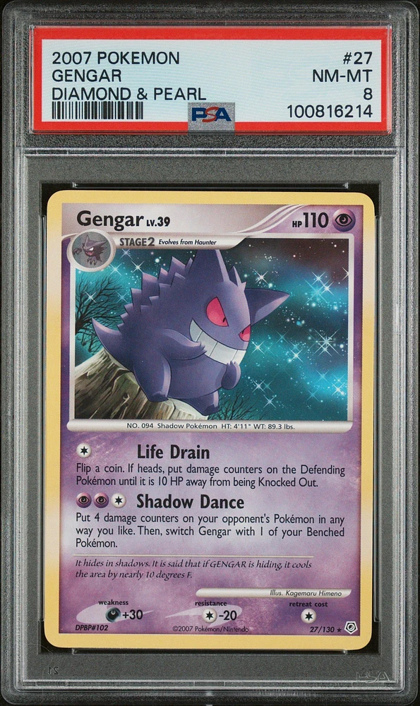 2007 Pokemon Diamond & Pearl 27 Gengar PSA 8