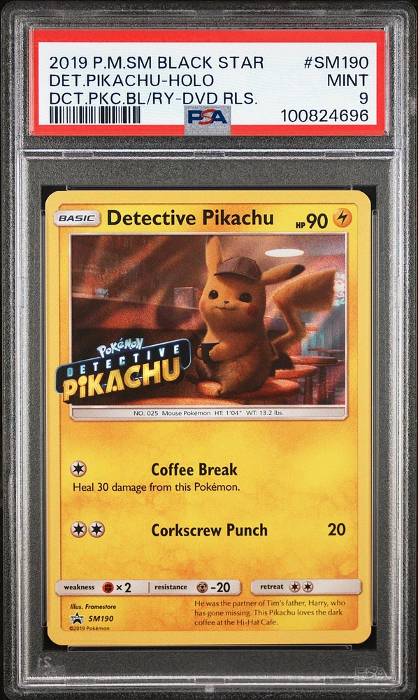 2019 Pokemon Sm Black Star Promo Sm190 Detective Pikachu-holo Detective Pikachu Blu-ray & Dvd Release PSA