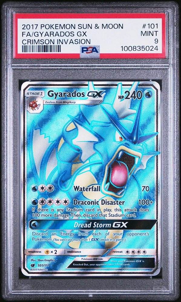 2017 Pokemon Sun & Moon Crimson Invasion 101 Full Art/gyarados Gx PSA