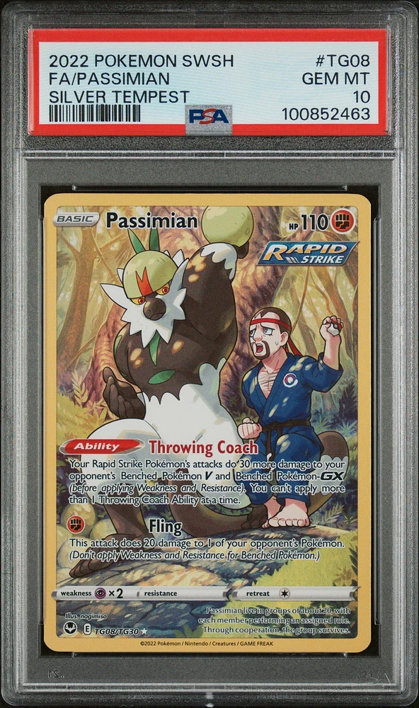 2022 Pokemon Sword & Shield Silver Tempest Tg08 Full Art/passimian PSA