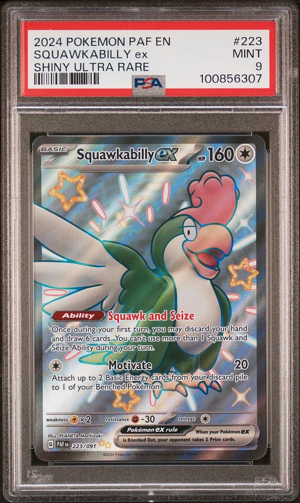 2024 Pokemon Paf En-paldean Fates 223 Squawkabilly Ex Shiny Ultra Rare PSA