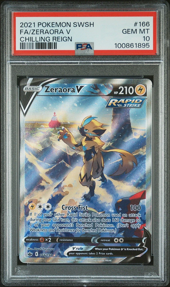 2021 Pokemon Sword & Shield Chilling Reign Full Art/zeraora V PSA