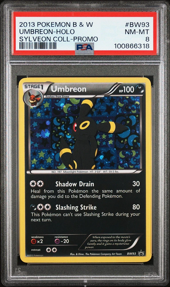 2013 Pokemon Black & White Promo Bw93 Umbreon-holo Sylveon Collection PSA 8