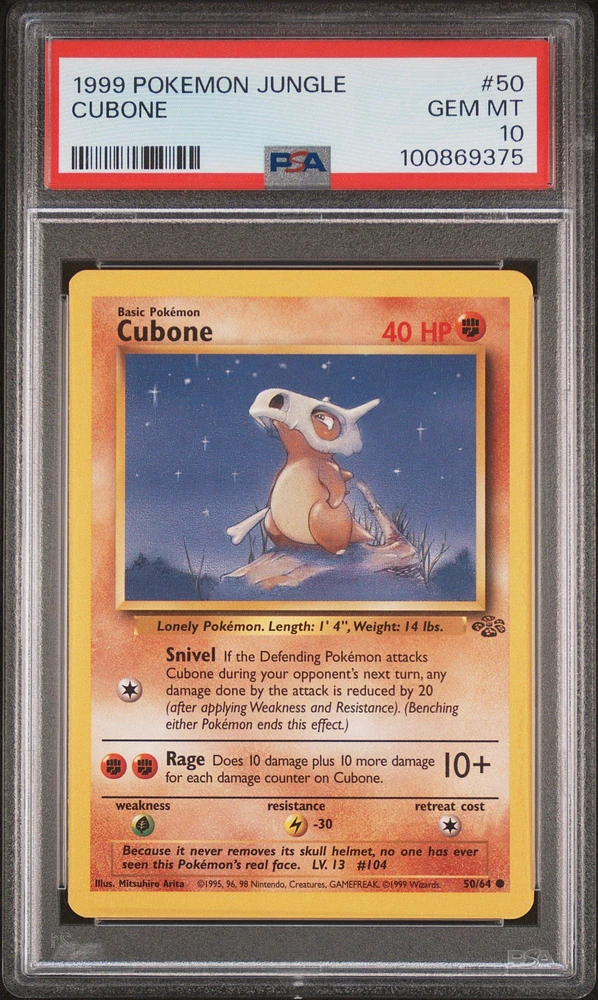 1999 Pokemon Jungle 50 Cubone PSA