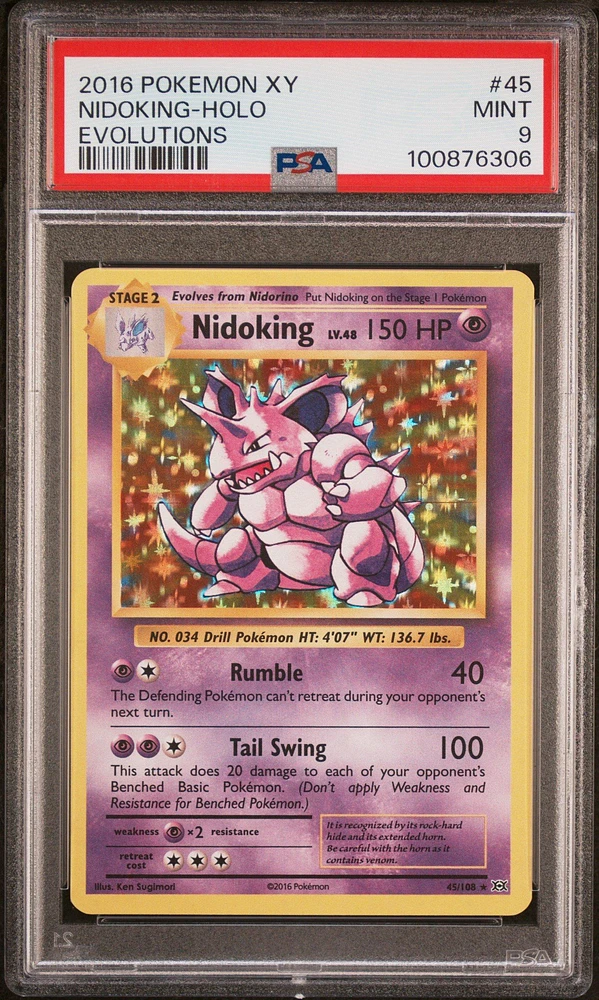 2016 Pokemon Xy Evolutions 45 Nidoking-holo PSA