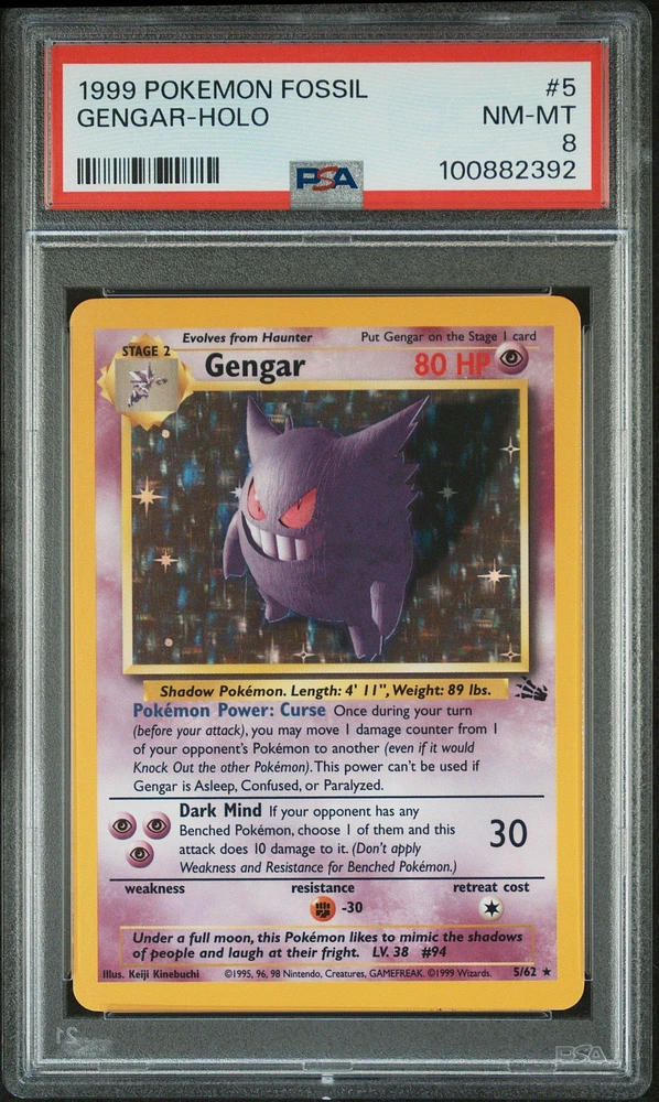 1999 Pokemon Fossil 5 Gengar-holo PSA