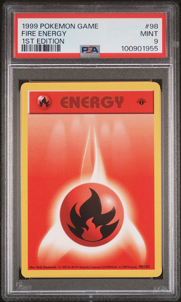 1999 Pokemon Game 98 Fire Energy 1st Edition PSA