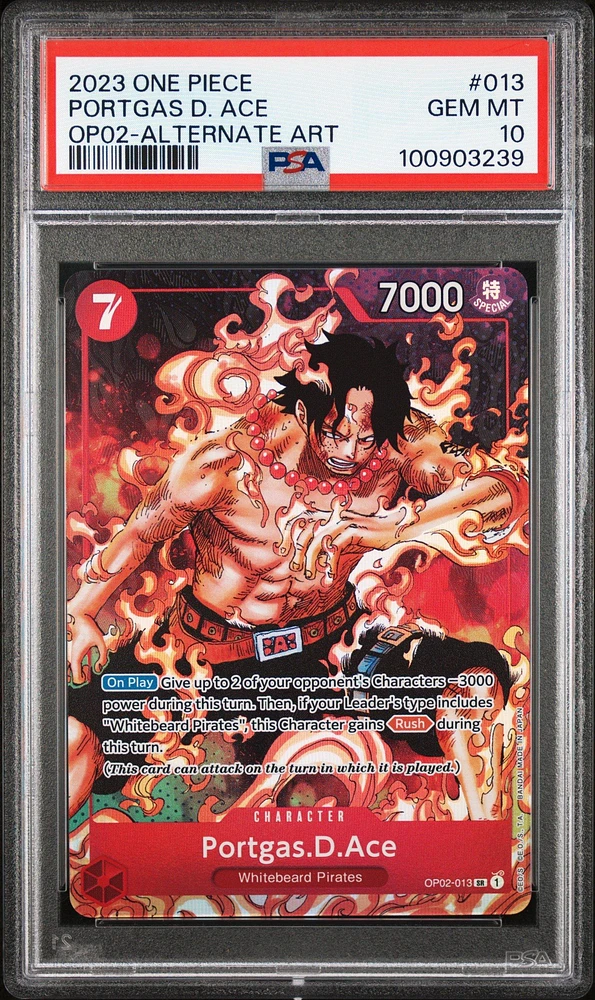 2023 One Piece Paramount War 013 Portgas D. Ace Alternate Art PSA 10