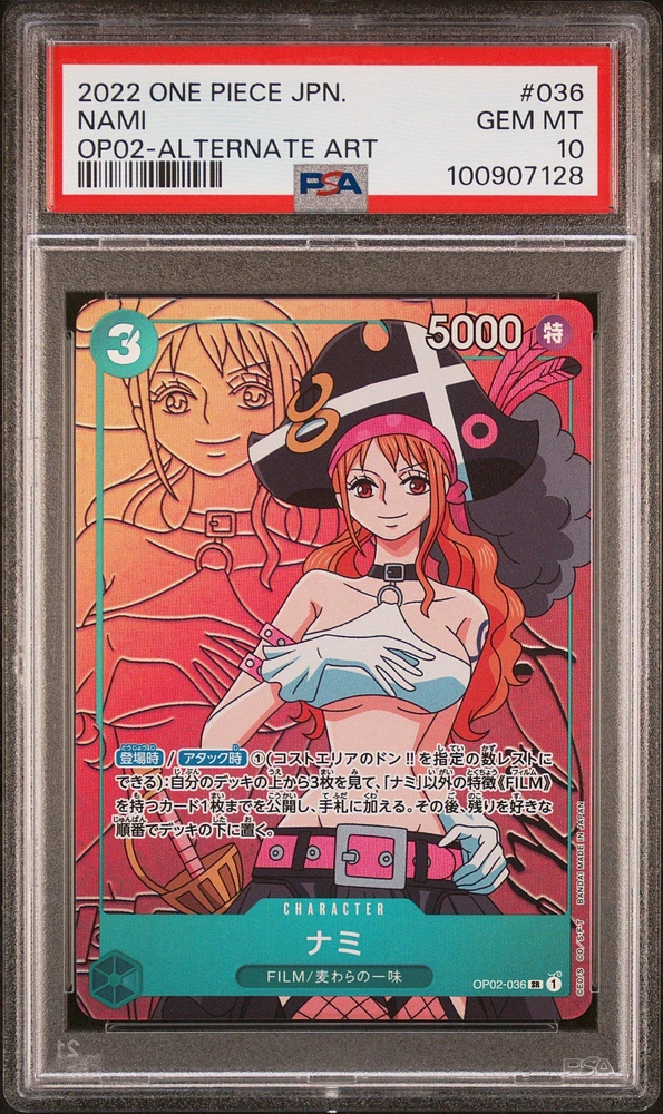 2022 One Piece Japanese Paramount War 036 Nami Alternate Art PSA 10