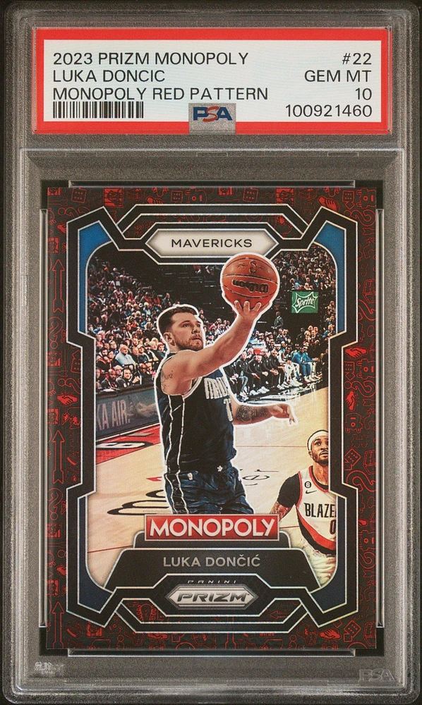 2023 Panini Prizm Monopoly 22 Luka Doncic Monopoly Red Pattern PSA 10