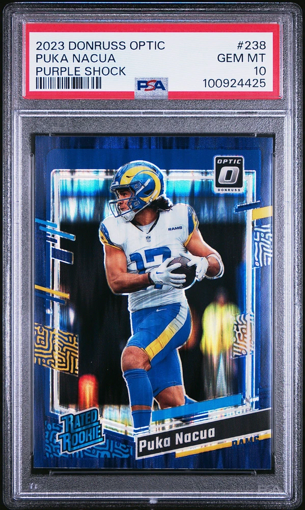 2023 Panini Donruss Optic 238 Puka Nacua Purple Shock PSA