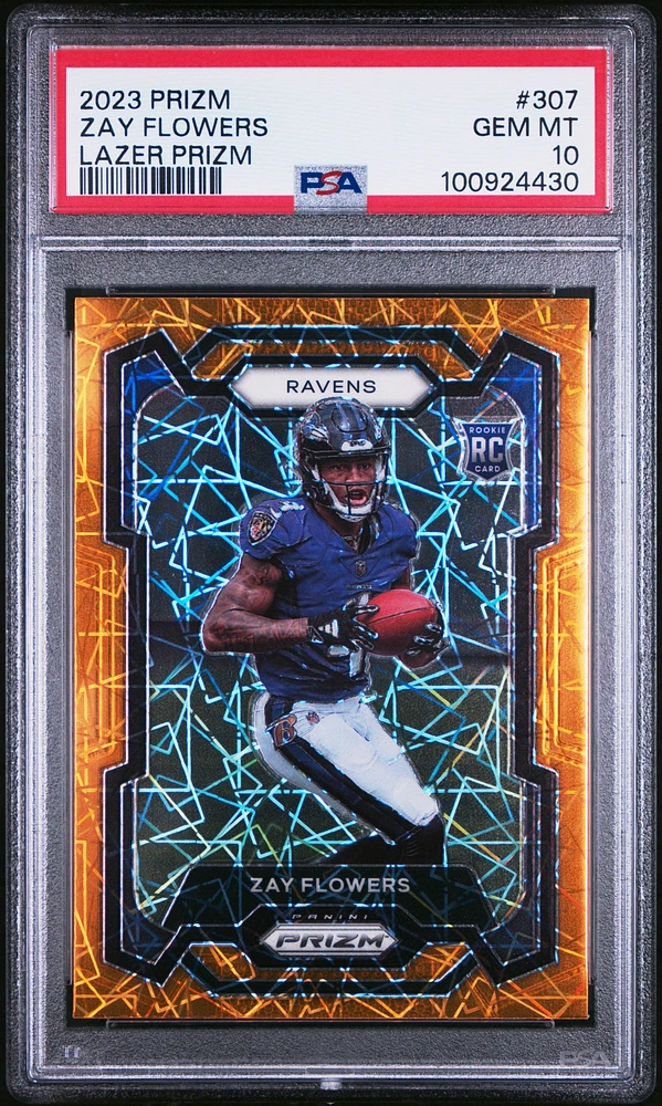 2023 Panini Prizm 307 Zay Flowers Lazer Prizm PSA 10