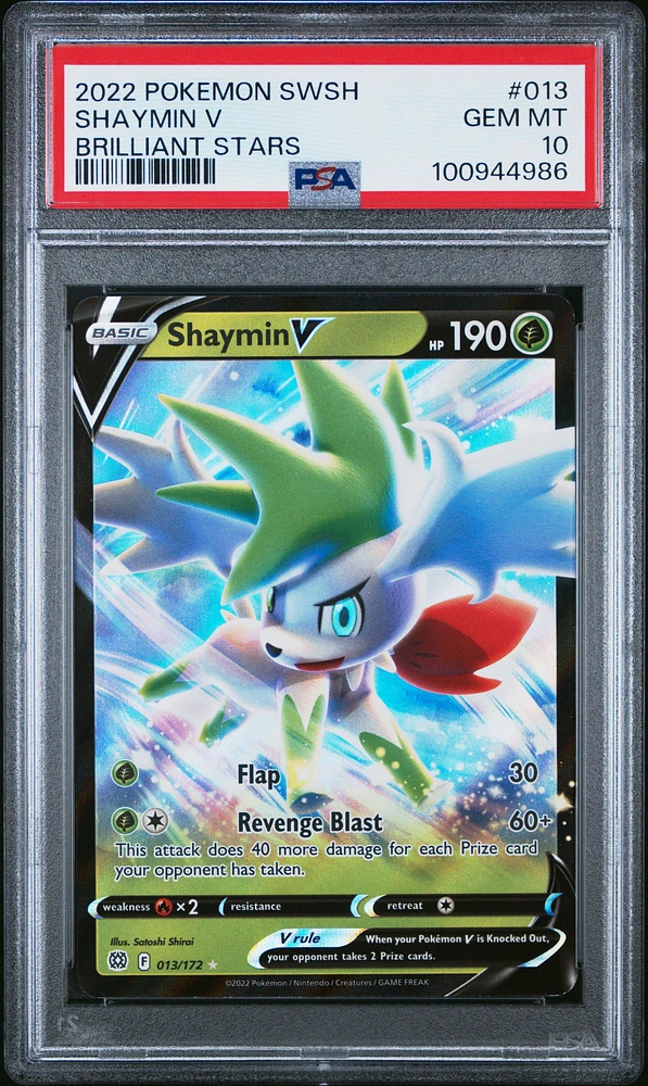 2022 Pokemon Sword & Shield Brilliant Stars 013 Shaymin V PSA 10