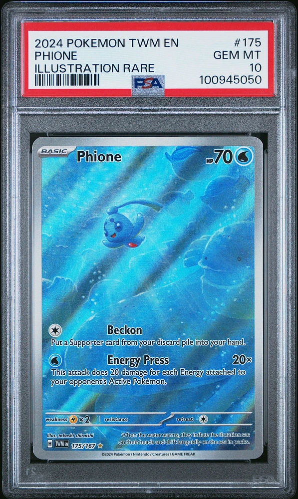2024 Pokemon Twm En-twilight Masquerade 175 Phione Illustration Rare PSA