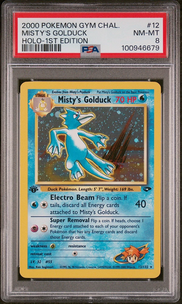 2000 Pokemon Gym Challenge 12 Misty's Golduck Holo-1st Edition PSA