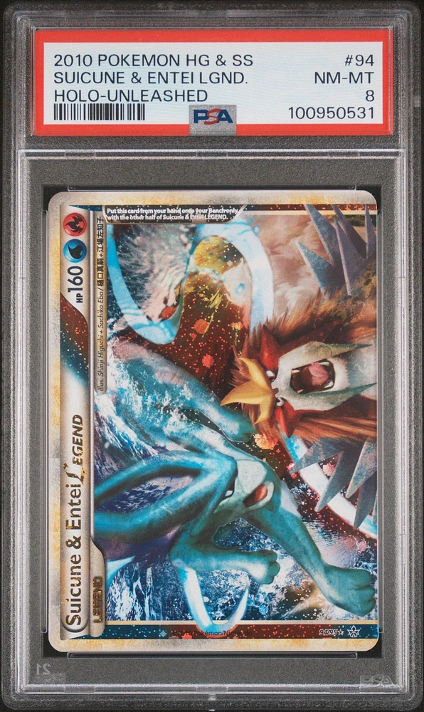 2010 Pokemon Heartgold & Soulsilver Unleashed 94 Suicune & Entei Legend-holo PSA