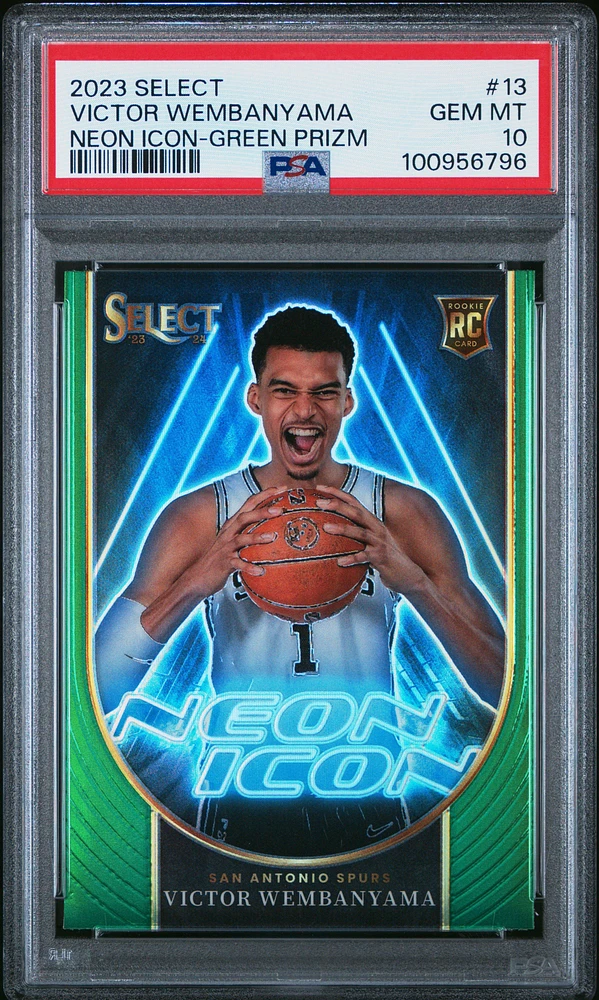 2023 Panini Select Neon Icon 13 Victor Wembanyama Green Prizm PSA 10