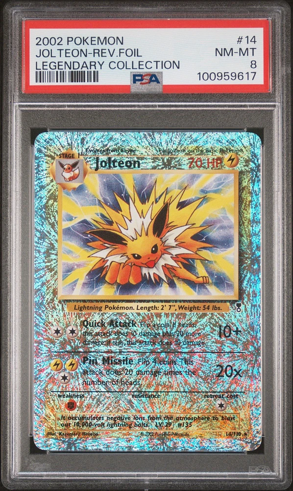 2002 Pokemon Legendary Collection 14 Jolteon-reverse Foil PSA 8