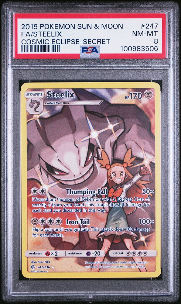 2019 Pokemon Sun & Moon Cosmic Eclipse 247 Full Art/steelix Secret PSA