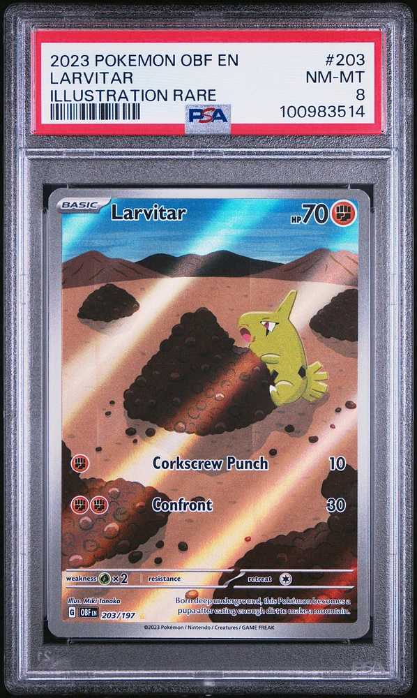 2023 Pokemon Obf En-obsidian Flames 203 Larvitar Illustration Rare PSA