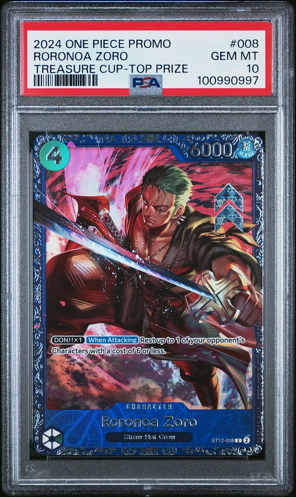 2024 One Piece Promos 008 Roronoa Zoro Treasure Cup-top Prize PSA 10