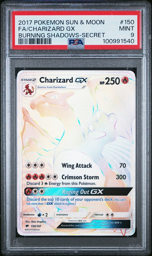 2017 Pokemon Sun & Moon Burning Shadows 150 Full Art/charizard Gx Secret PSA