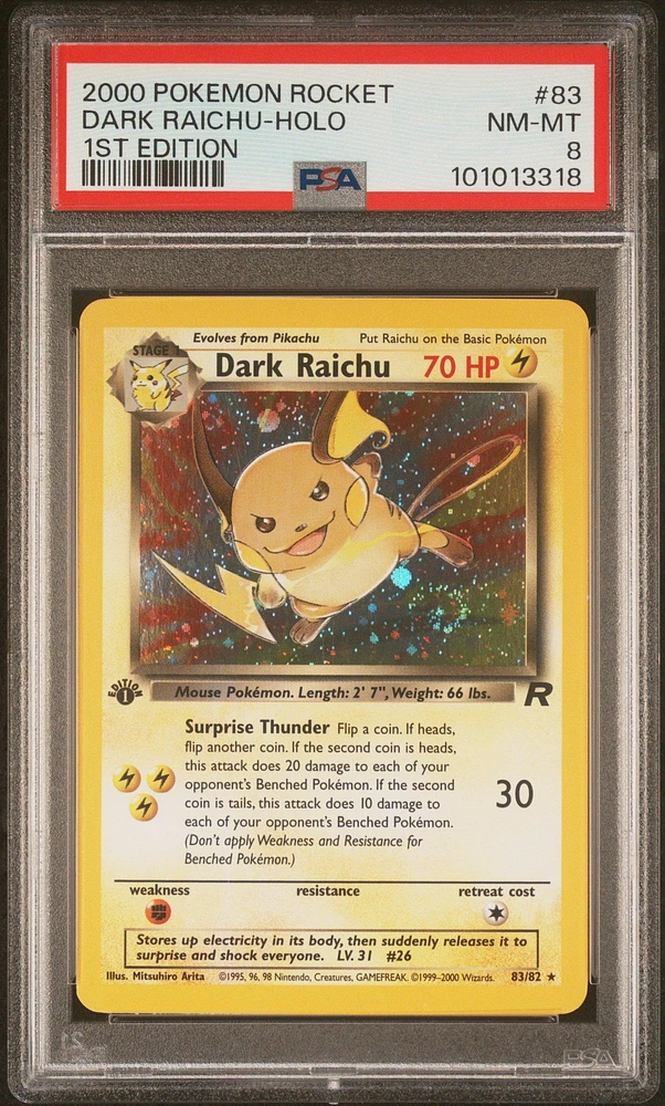 2000 Pokemon Rocket 83 Dark Raichu-holo 1st Edition PSA