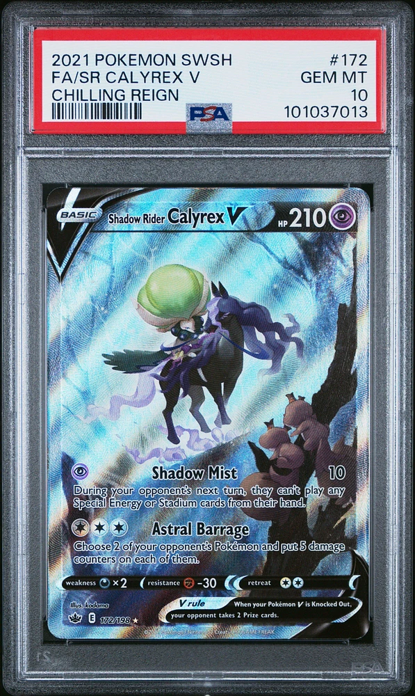 2021 Pokemon Sword & Shield Chilling Reign Full Art/shadow Rider Calyrex V PSA