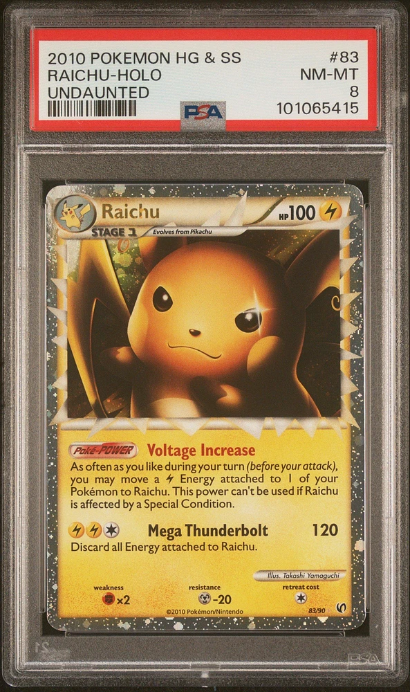 2010 Pokemon Heartgold & Soulsilver Undaunted 83 Raichu-holo PSA